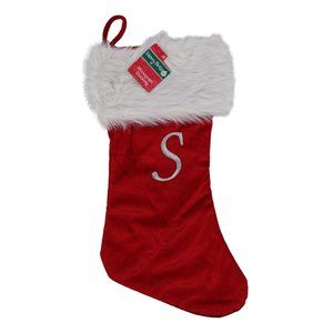 Merry Brite Red and White Monogram "J" Stocking - 20 inches